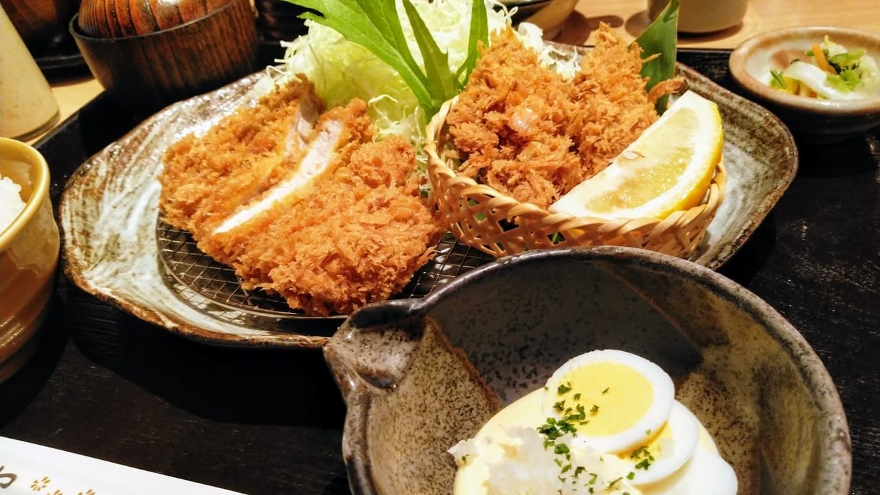 かつアンドかつの「広島の牡蠣フライとロースかつ膳」