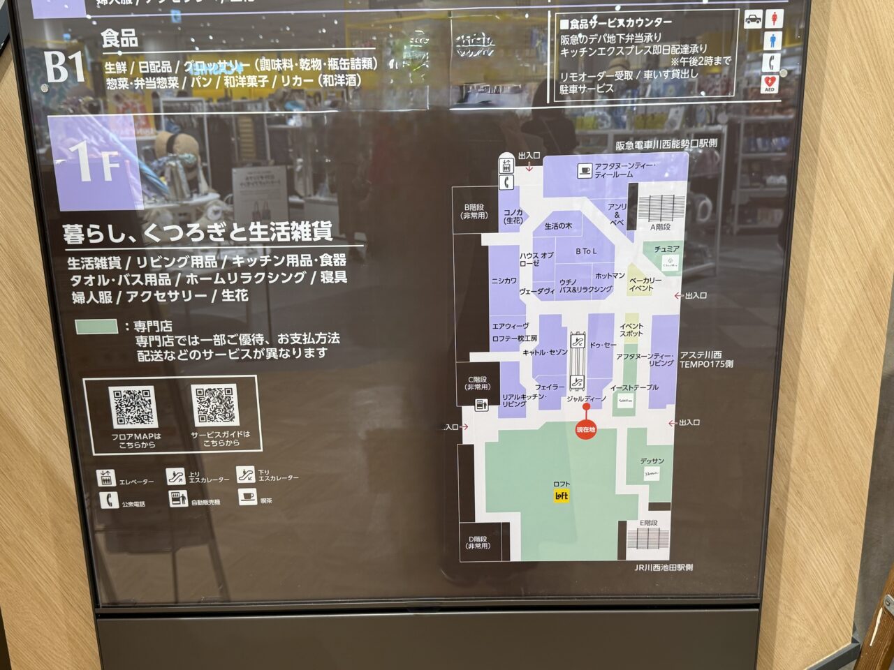 川西阪急スクエア一階地図