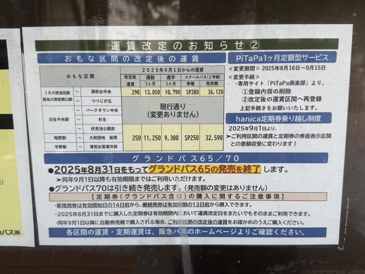 阪急バス運賃改定川西市
